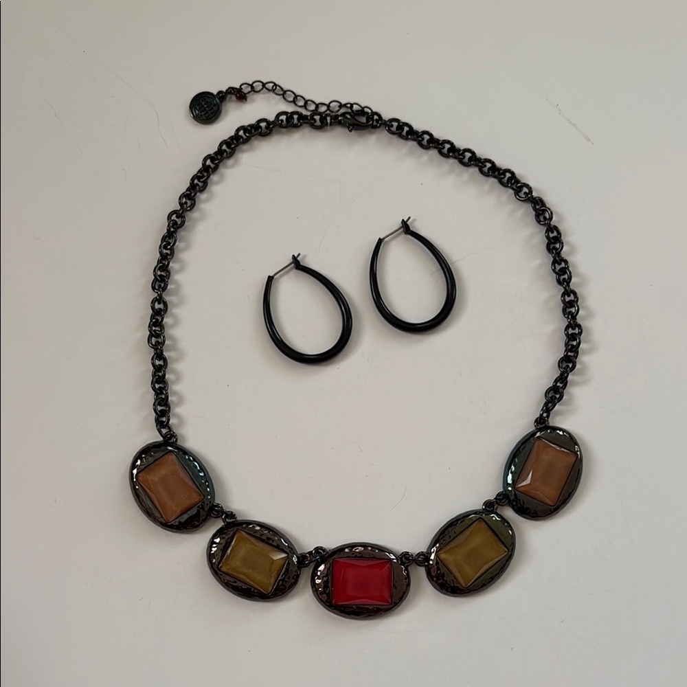 Elegant Multicolor Necklace and Earring Set
